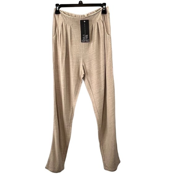 Marla Wynne Linen Pull On Slouch Baggy Pants size XS Khaki Tan Beachy NWT - Picture 1 of 5